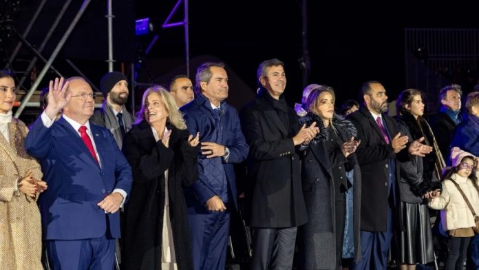 El presidente de la República, Santiago Peña, durante la ceremonia de clausura de los II Juegos Panamericanos Junior Asunción 2025.Foto: Gentileza.
