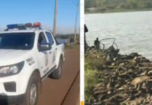 Conductor pierde el control de su camioneta y termina en aguas del río Paraná en Encarnación El vehículo de Luis Barboza, un Toyota Noah, terminó en las aguas del río Paraná. Captura NPY.